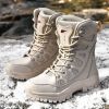 Comfort Beige Outdoor Hiking Boots Couple Men Trekking Shoes Women Big Size Military Tactical Boots For Men hiking sheos snow bo - Black Fur -210 - 43