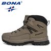 BONA 2022 New Designers Classics Winter Snow Boots Men Action Leather Super Warm Ankle Boots Man Hiking Boots Plush Shoes Male - Dark grey S gray - 10