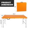 4ft Orange Portable Folding Table Indoor&Outdoor Maximum Weight 135KG Foldable Table for Camping - as Pic