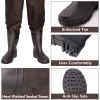 Sunocity Chest Fishing Waders for Men Women with Boots Waterproof, Nylon Chest Wader with PVC Boots & Hanger - Coffee - Men 11 / Women 13