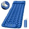 Outdoor Camping Sleeping Pad Inflatable Mattress With Pillows Ultralight Air Mat Built-in Inflator Pump For Travel Hiking - Peacock Blue