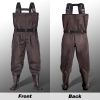 BELLE DURA Fishing Waders Chest Waterproof Light Weight Nylon Bootfoot Waders for Men Women with Boots - Brown - Men 10 / Women 12