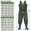 BELLE DURA Fishing Waders Chest Waterproof Light Weight Nylon Bootfoot Waders for Men Women with Boots - Army Green - Men 12 / Women 14