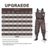 UPGRADE Fishing Waders for Men&Women with Boots Waterproof;  Nylon Chest Wader with PVC Boots & Hanger Brown - Brown - Men 12/Women 14