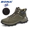 BONA 2022 NewDesigners Nubuck Sports Tactical Boots Men Hiking Mountain Shoes High Top Plush Tactical Footwear Masculino Comfy - Light brown black - 8