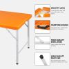 4ft Orange Portable Folding Table Indoor&Outdoor Maximum Weight 135KG Foldable Table for Camping - as Pic