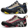 Outdoor Lover Trekking Shoes Men Waterproof Hiking Shoes Mountain Boots Genuine Leather Woodland Hunting Tactical Shoes - Women-Dark blue-Rose - 35