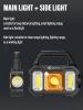 Multi-functional Rechargeable LED Flashlight Work Light Portable Carry Light Solar Charging Support 6 Lighting Modes - Silver-LED