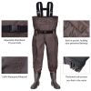 Sunocity Chest Fishing Waders for Men Women with Boots Waterproof, Nylon Chest Wader with PVC Boots & Hanger - Coffee - Men 11 / Women 13