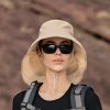 Wide Brim Shawl Ponytail Bucket Hat For Women; Outdoor Fishing Hiking UV Protection Bonnet - 8# Olive Green