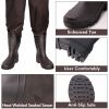 UPGRADE Fishing Waders for Men&Women with Boots Waterproof;  Nylon Chest Wader with PVC Boots & Hanger Brown - Brown - Men 11/Women 13