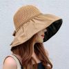 Women's Summer Foldable Weaving Cap; Sun Visor Brim Outdoor Traveling Beach Fishing Cap - Yellow