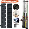 Fishing Rod Rack Vertical Holder Horizontal Wall Mount Boat Pole Stand Storage - Black - Fishing Rod Storage Rack