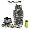 100L Large Military Camping Backpack Waterproof Camo Hiking Travel Tactical Bag - Brown