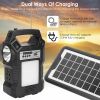 Portable Solar Power Station Rechargeable Backup Power Bank w/Flashlight 3 Lighting Bulbs For Camping Outage Garden Lamp - Black