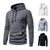 Mens Hooded Sweatshirt Casual Long Sleeve Drawstring Waffle Knit Pullover Hoodies - M - Dark Gray