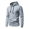 Mens Hooded Sweatshirt Casual Long Sleeve Drawstring Waffle Knit Pullover Hoodies - M - Gray