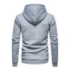 Mens Hooded Sweatshirt Casual Long Sleeve Drawstring Waffle Knit Pullover Hoodies - M - Gray