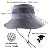 Bucket Hat Summer Men Women Fishing Boonie Hats UV Protection Long Large Wide Brim Hiking Sun Hat Outdoor Cap - Dark Gray