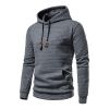 Mens Hooded Sweatshirt Casual Long Sleeve Drawstring Waffle Knit Pullover Hoodies - XL - Dark Gray