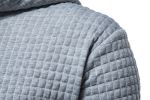 Mens Hooded Sweatshirt Casual Long Sleeve Drawstring Waffle Knit Pullover Hoodies - S - Gray