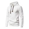 Mens Hooded Sweatshirt Casual Long Sleeve Drawstring Waffle Knit Pullover Hoodies - L - White