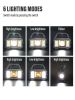 Multi-functional Rechargeable LED Flashlight Work Light Portable Carry Light Solar Charging Support 6 Lighting Modes - Silver-COB