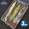 3pcs 8 Segment Fishing Lure Multi Jointed Artificial Bait Slow Sinking Bionic Fishing Bait Ice Fishing Gear - 390 (3pcs With Box )