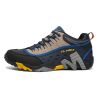 Outdoor Lover Trekking Shoes Men Waterproof Hiking Shoes Mountain Boots Genuine Leather Woodland Hunting Tactical Shoes - Men-Dark blue-Yellow - 44