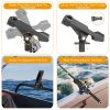 Boat Fishing Pole Rod Holder 360° Rotatable Kayak Side Rail Mount Adjustable Folding Rod Holder w/ Large Clamp - Black