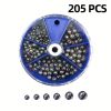 106/205pcs Round Split Shot Weights Set; Removable Split Shot Dispenser; Fishing Weights Sinkers; Fishing Tackle Accessories - Blue-205pcs