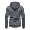 Mens Hooded Sweatshirt Casual Long Sleeve Drawstring Waffle Knit Pullover Hoodies - M - Dark Gray